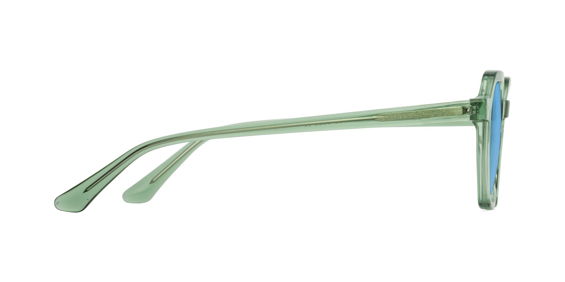 Side of Lucian in Light Green with Medium Blue Tinted Lenses