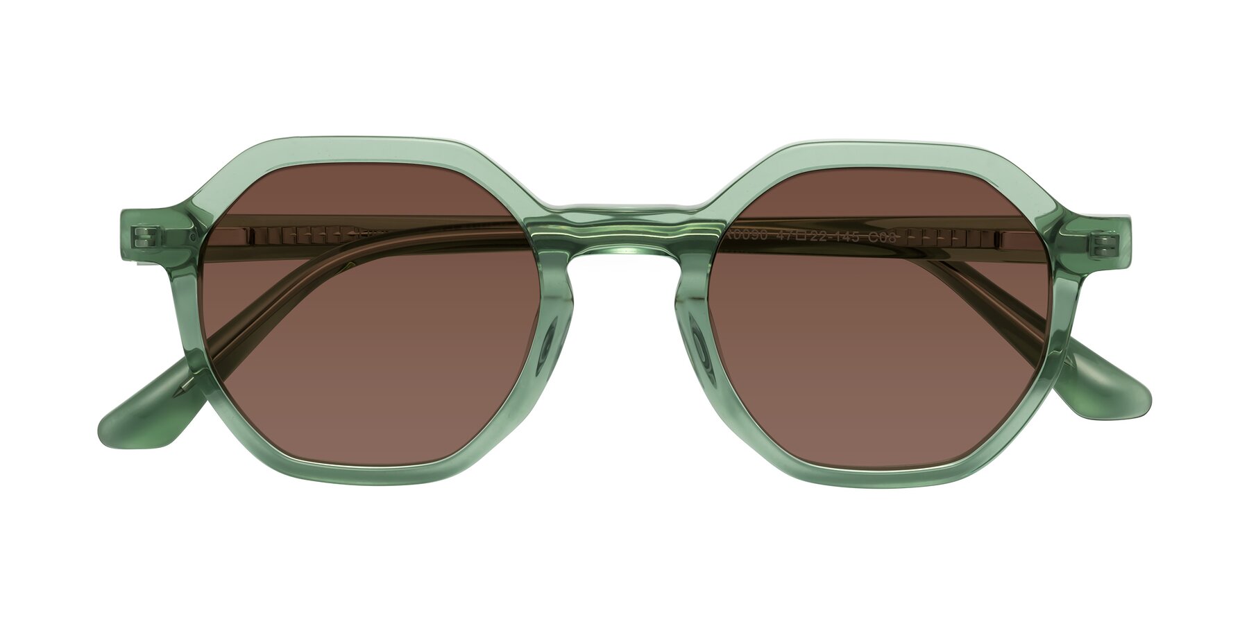 Folded Front of Lucian in Light Green with Brown Tinted Lenses