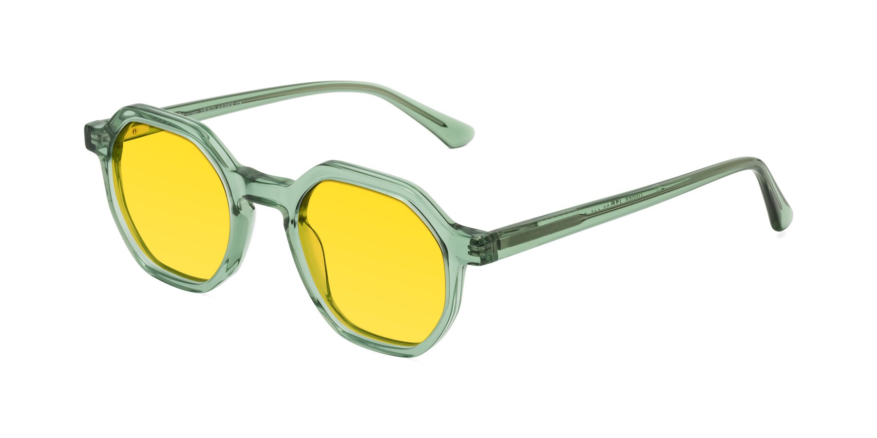 Angle of Lucian in Light Green with Yellow Tinted Lenses