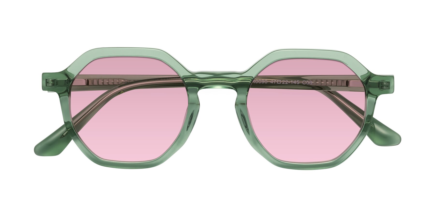 Folded Front of Lucian in Light Green with Light Wine Tinted Lenses