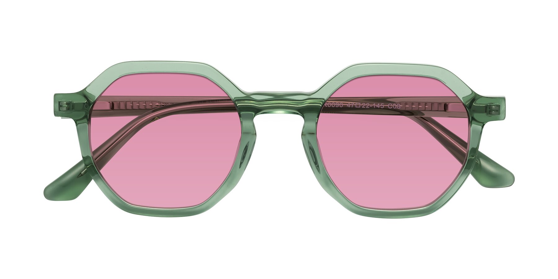 Folded Front of Lucian in Light Green with Medium Wine Tinted Lenses