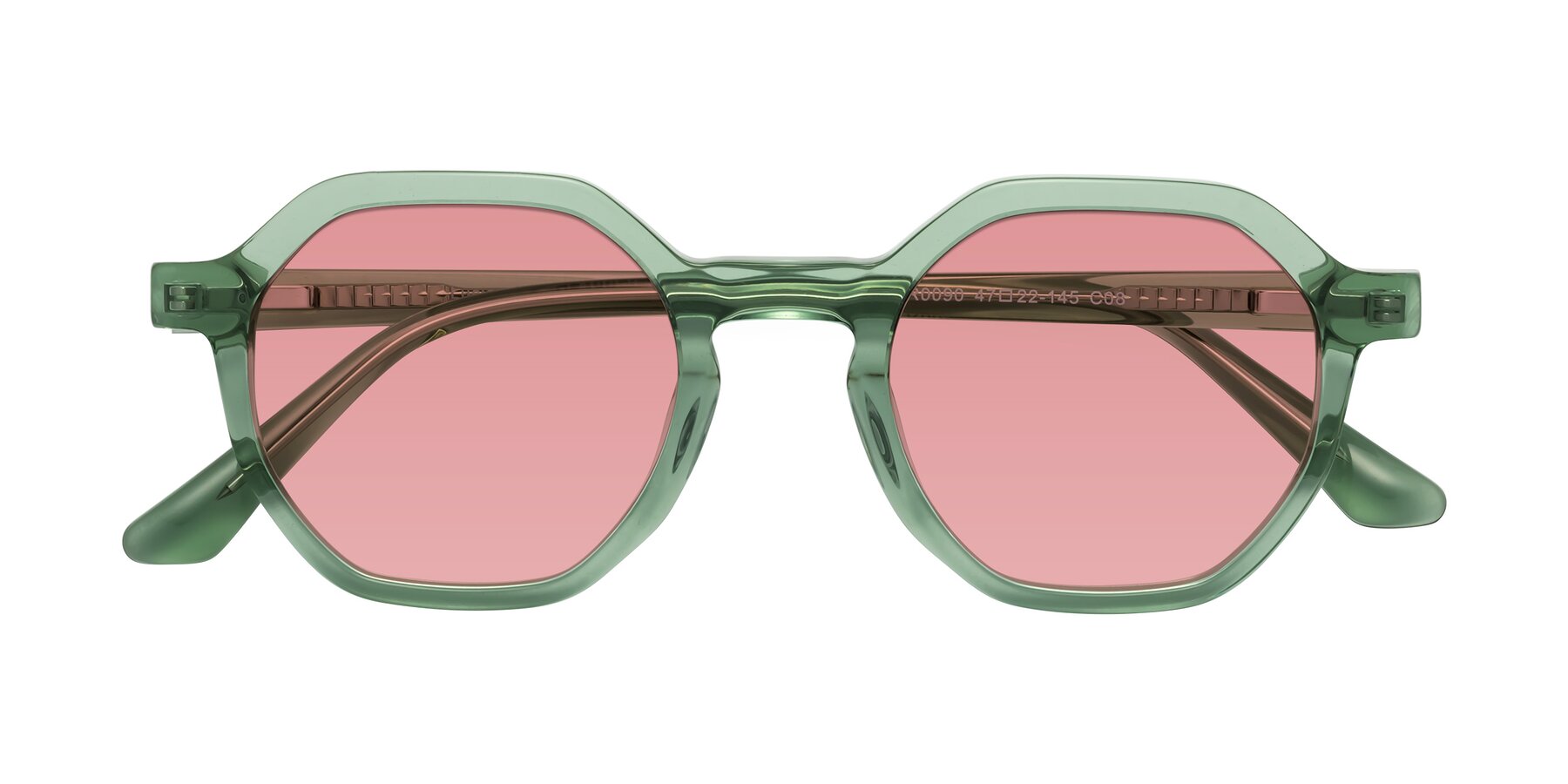 Folded Front of Lucian in Light Green with Medium Garnet Tinted Lenses