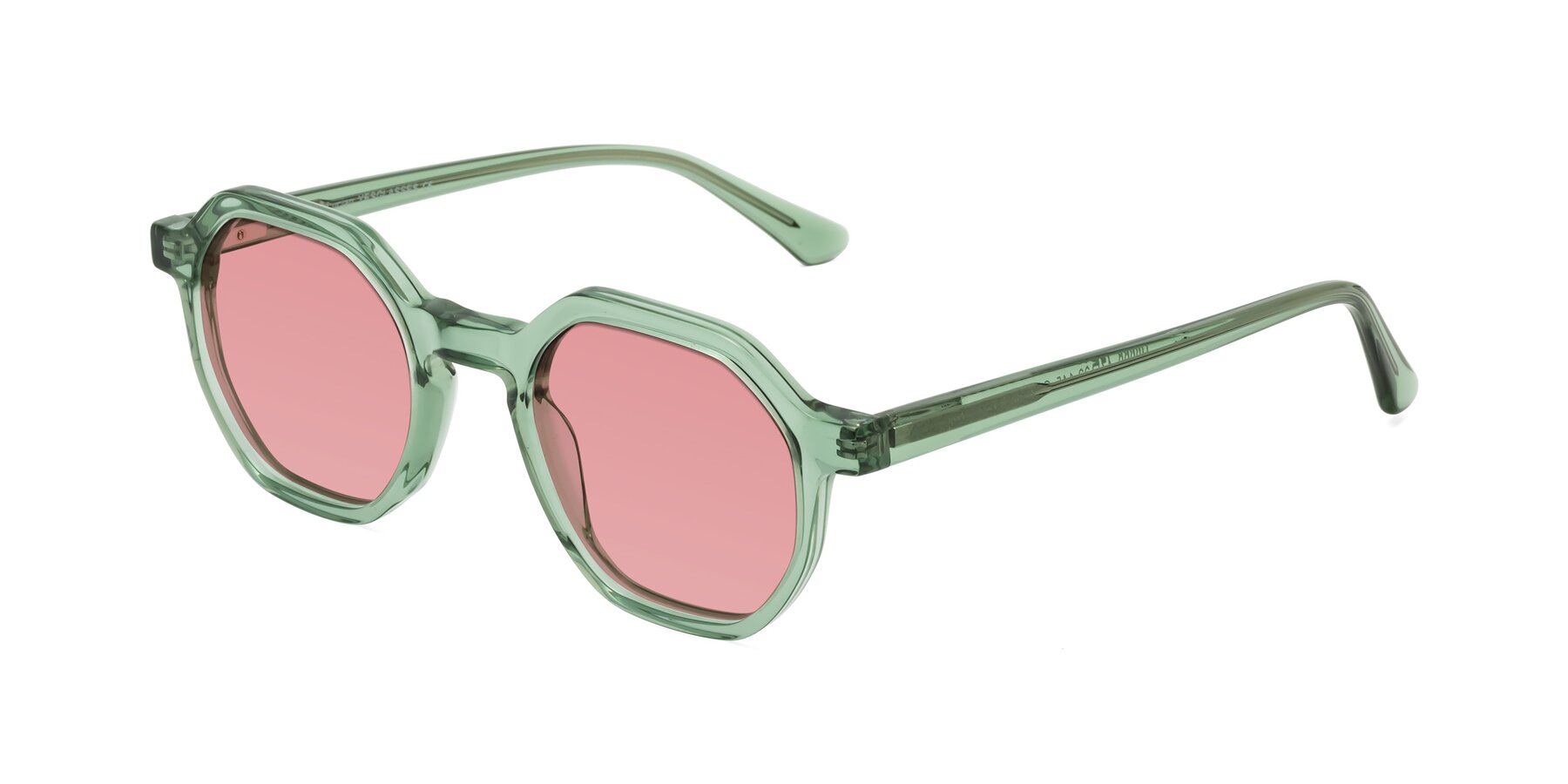 Angle of Lucian in Light Green with Medium Garnet Tinted Lenses