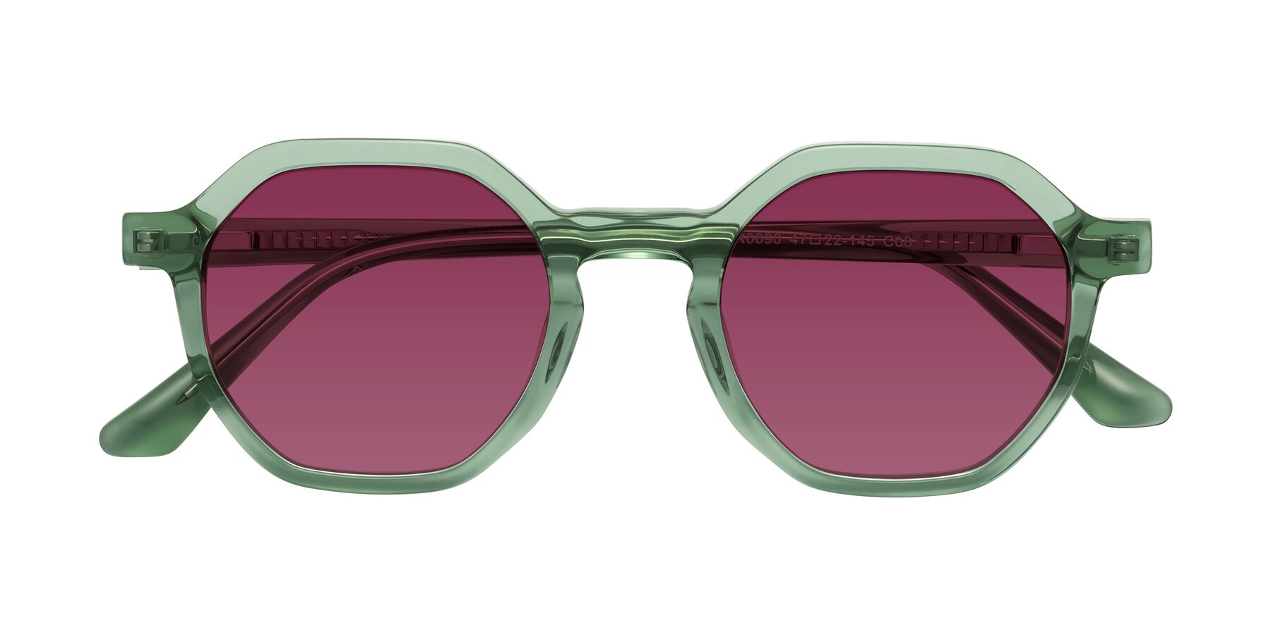 Folded Front of Lucian in Light Green with Wine Tinted Lenses