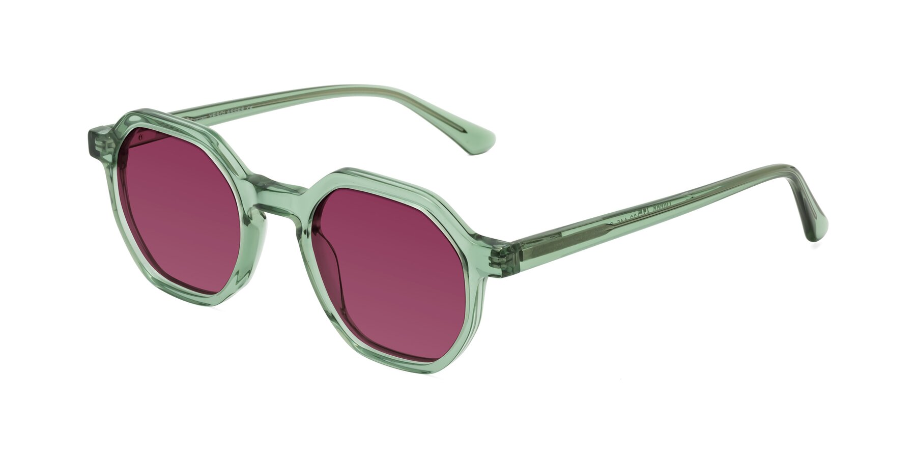 Angle of Lucian in Light Green with Wine Tinted Lenses