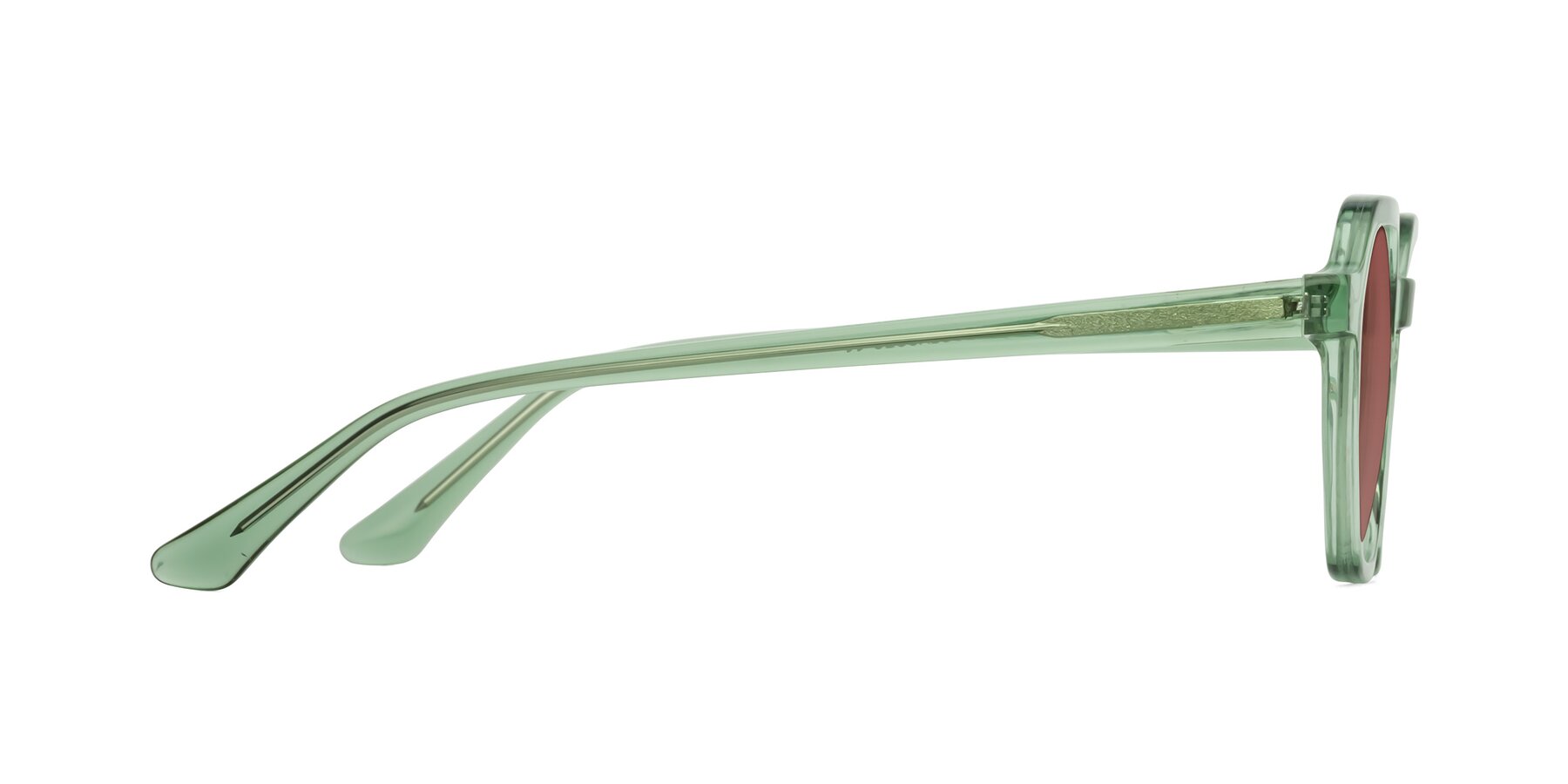 Side of Lucian in Light Green with Garnet Tinted Lenses