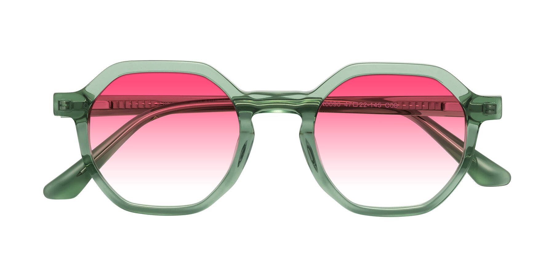 Folded Front of Lucian in Light Green with Pink Gradient Lenses