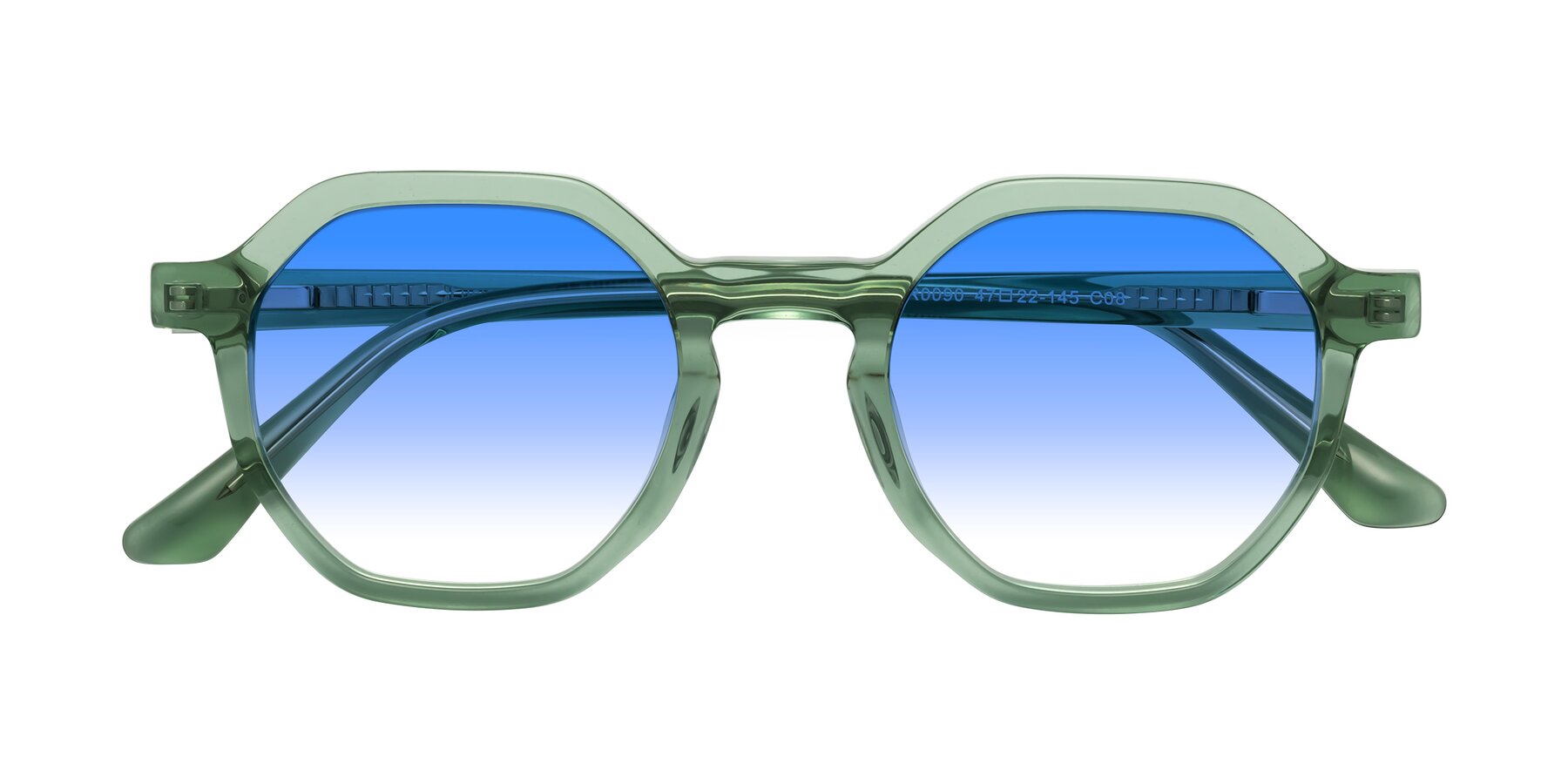 Folded Front of Lucian in Light Green with Blue Gradient Lenses