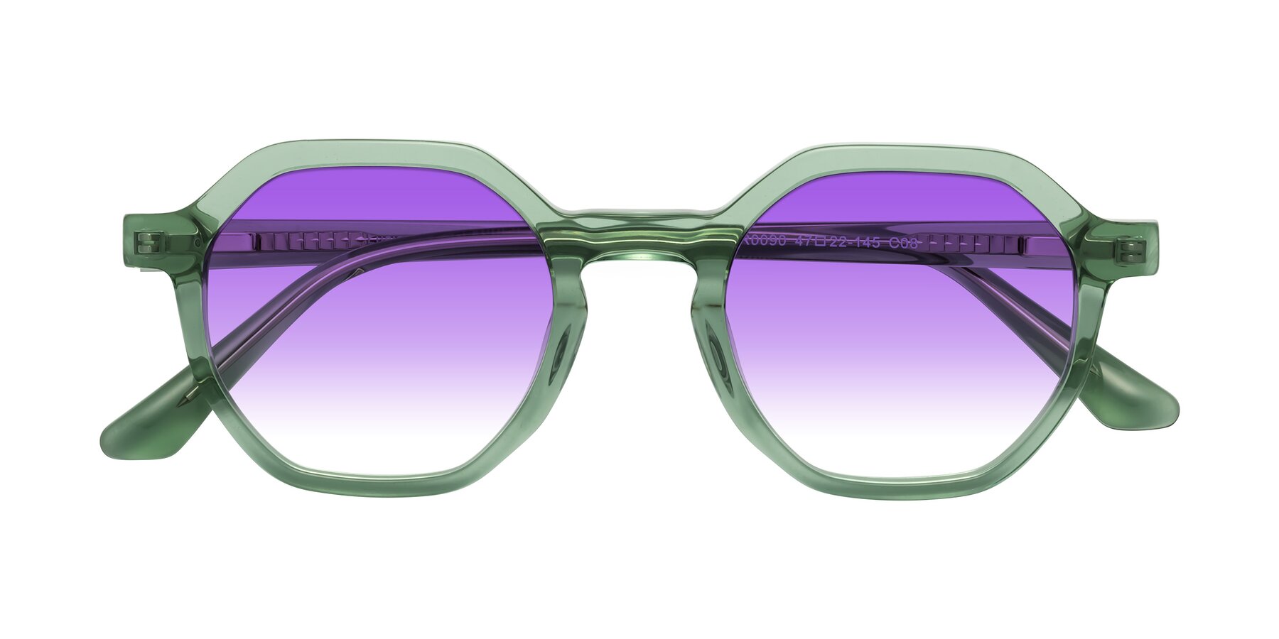 Folded Front of Lucian in Light Green with Purple Gradient Lenses