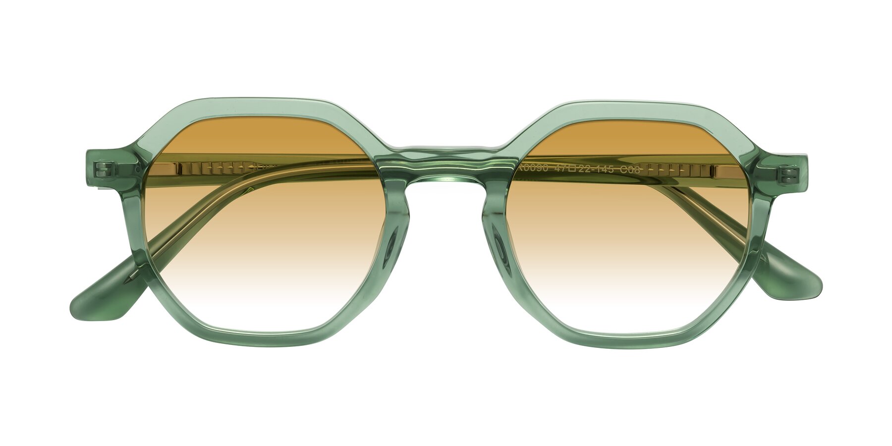 Folded Front of Lucian in Light Green with Champagne Gradient Lenses