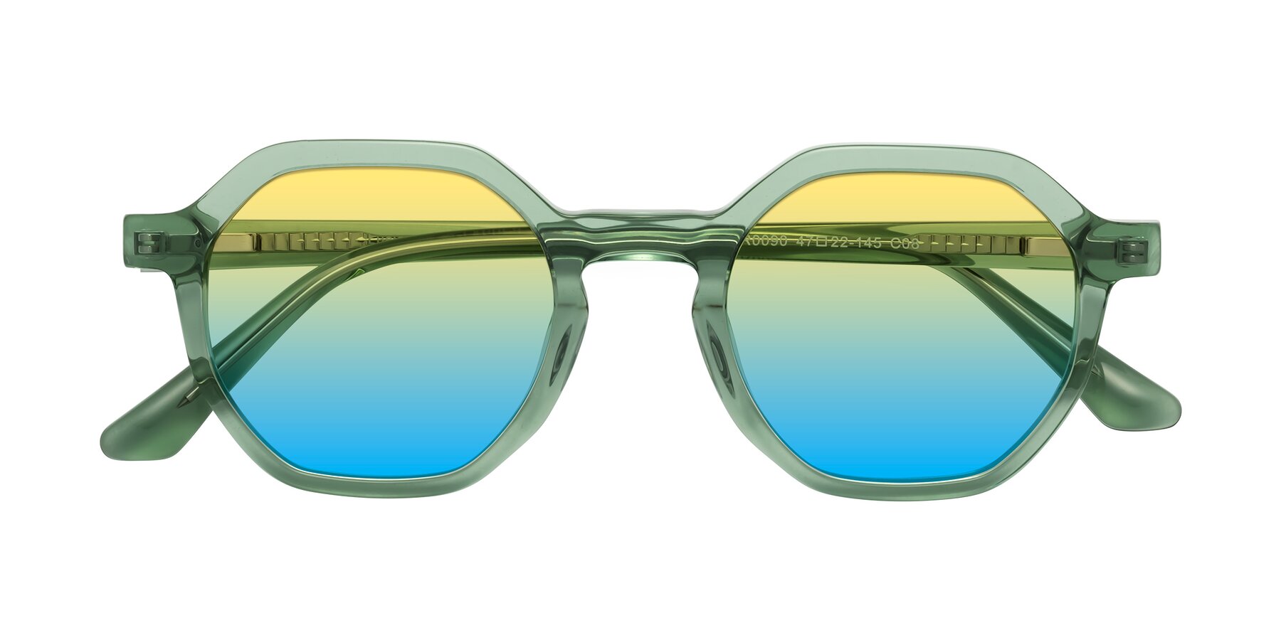 Folded Front of Lucian in Light Green with Yellow / Blue Gradient Lenses