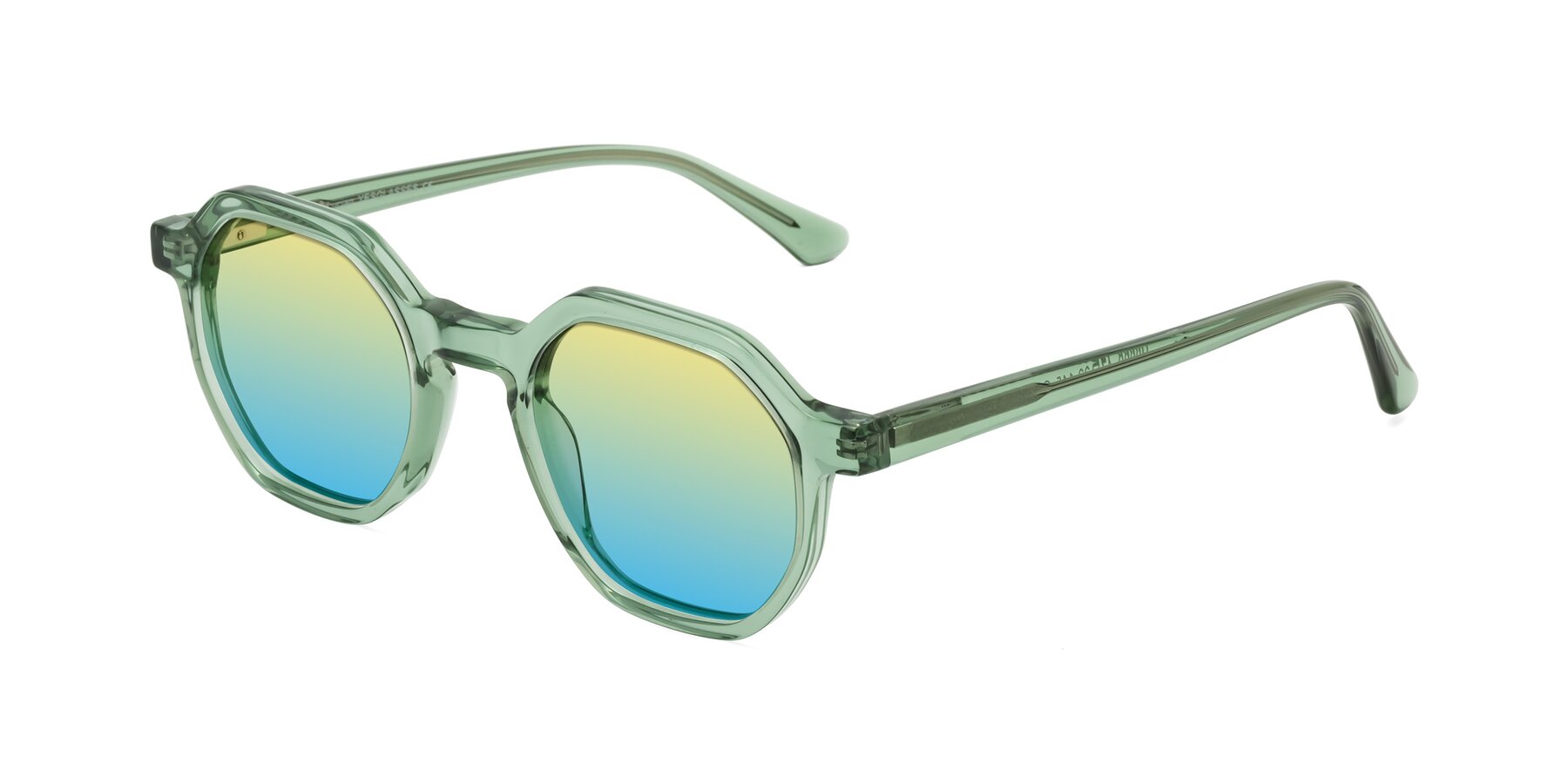 Angle of Lucian in Light Green with Yellow / Blue Gradient Lenses