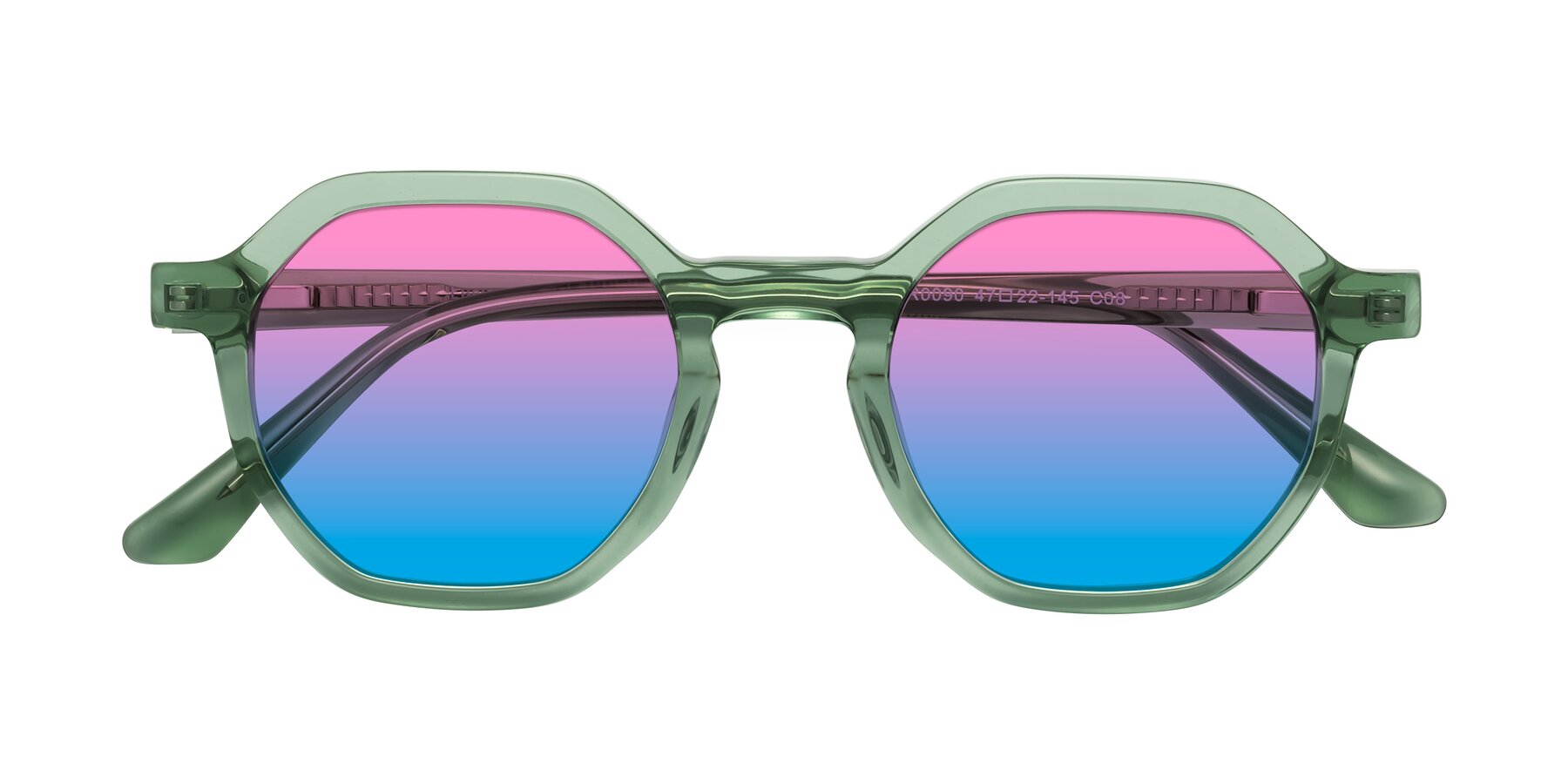 Folded Front of Lucian in Light Green with Pink / Blue Gradient Lenses