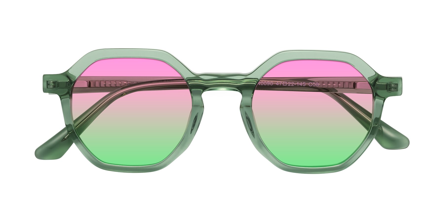 Folded Front of Lucian in Light Green with Pink / Green Gradient Lenses