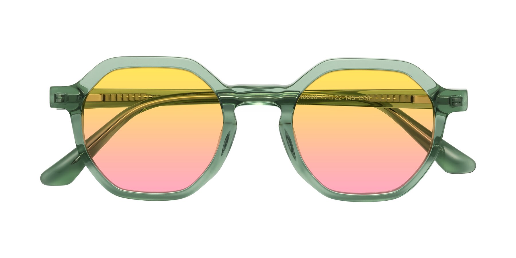 Folded Front of Lucian in Light Green with Yellow / Pink Gradient Lenses