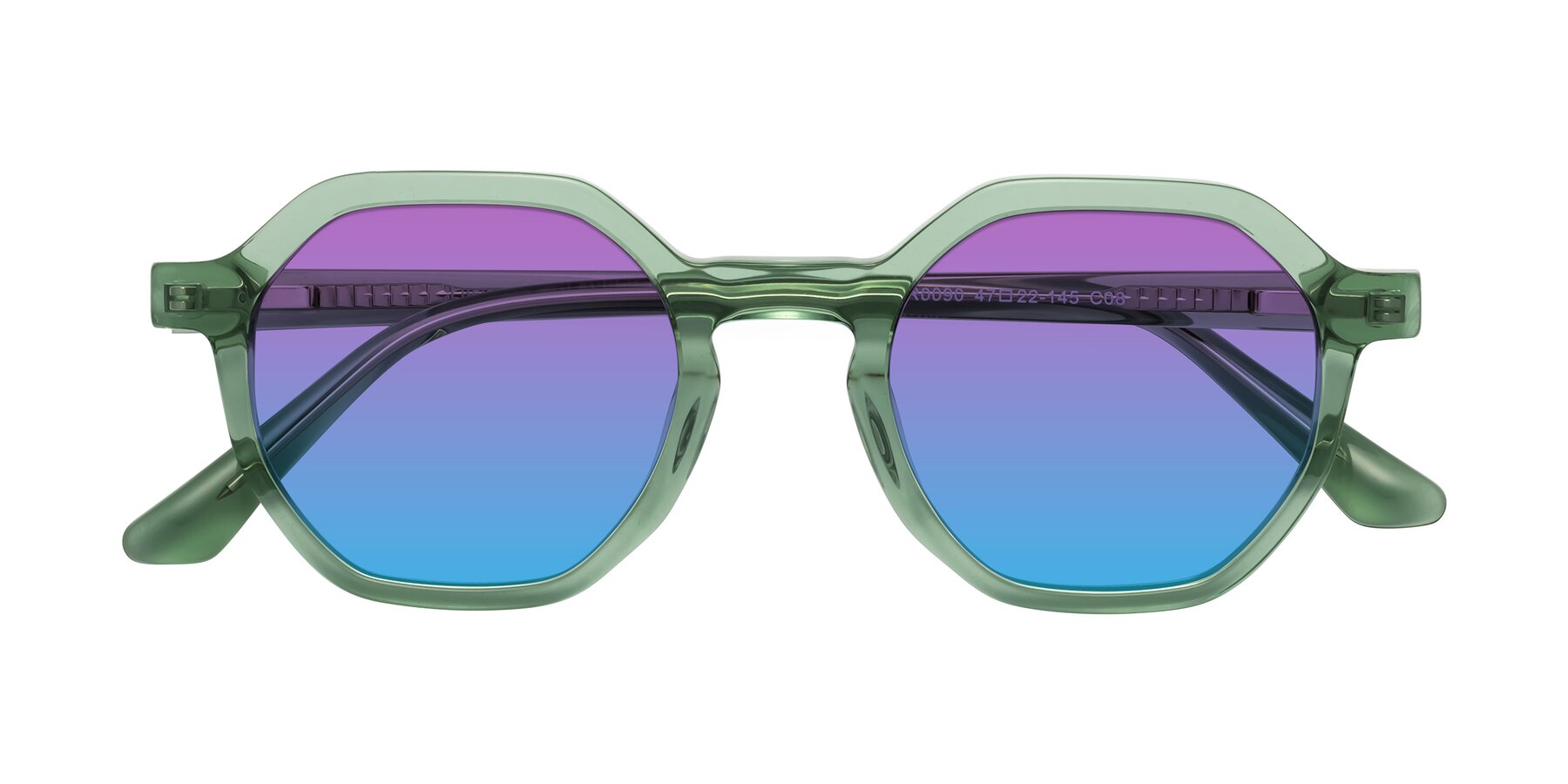 Folded Front of Lucian in Light Green with Purple / Blue Gradient Lenses