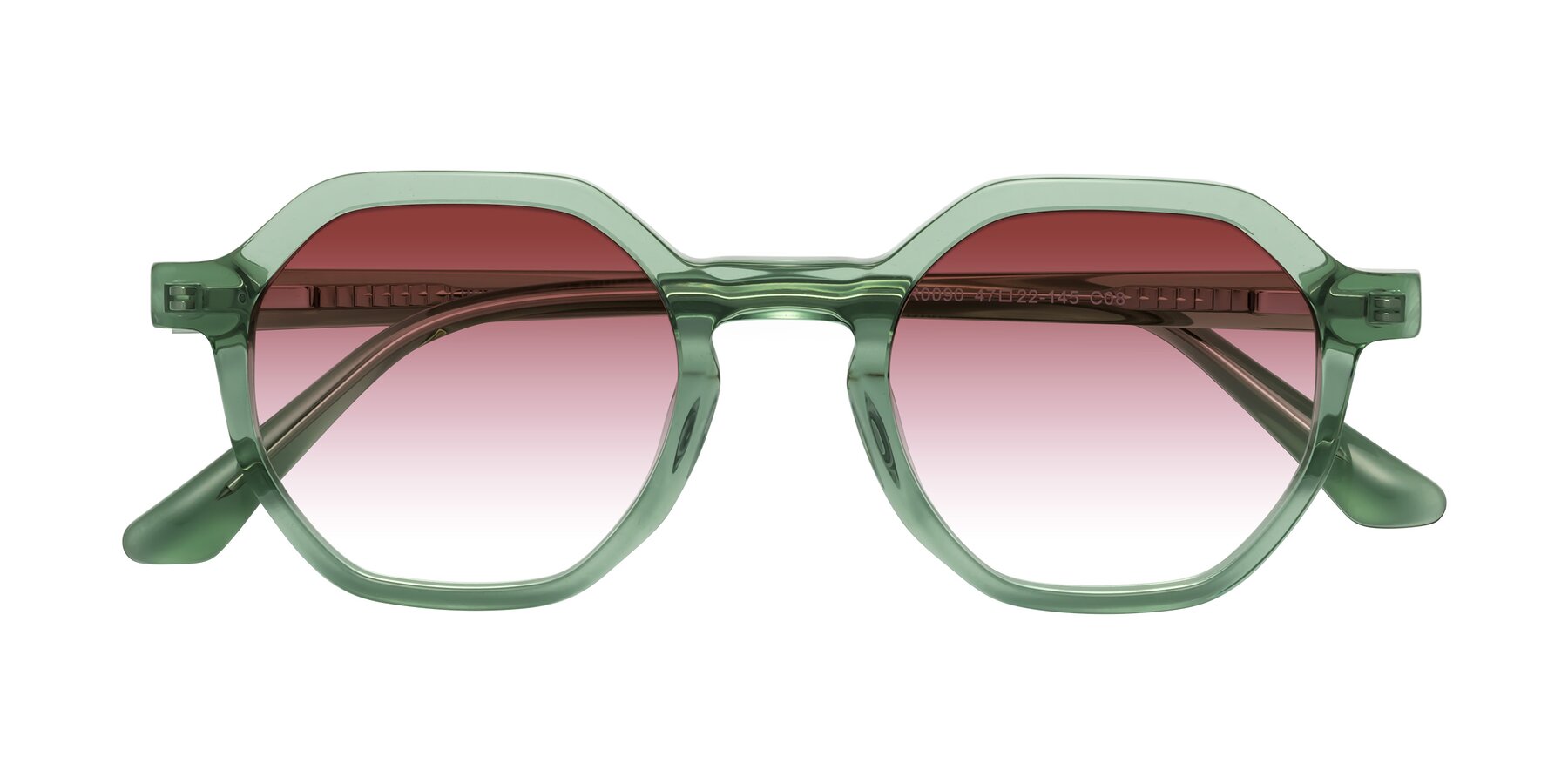 Folded Front of Lucian in Light Green with Garnet Gradient Lenses