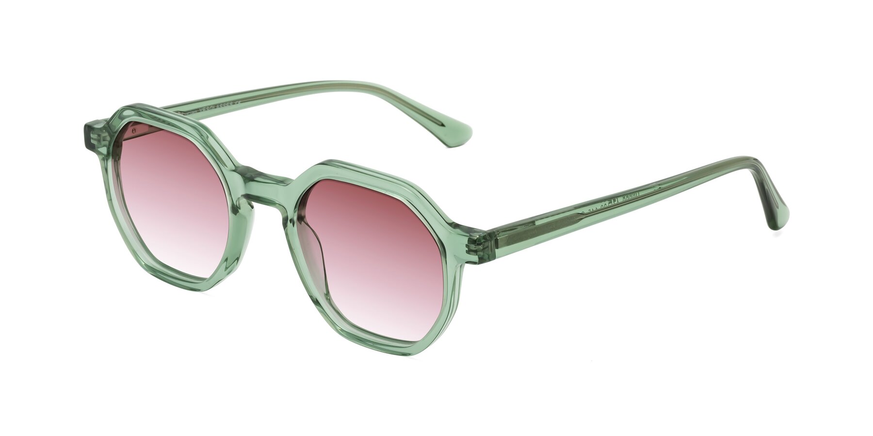 Angle of Lucian in Light Green with Garnet Gradient Lenses