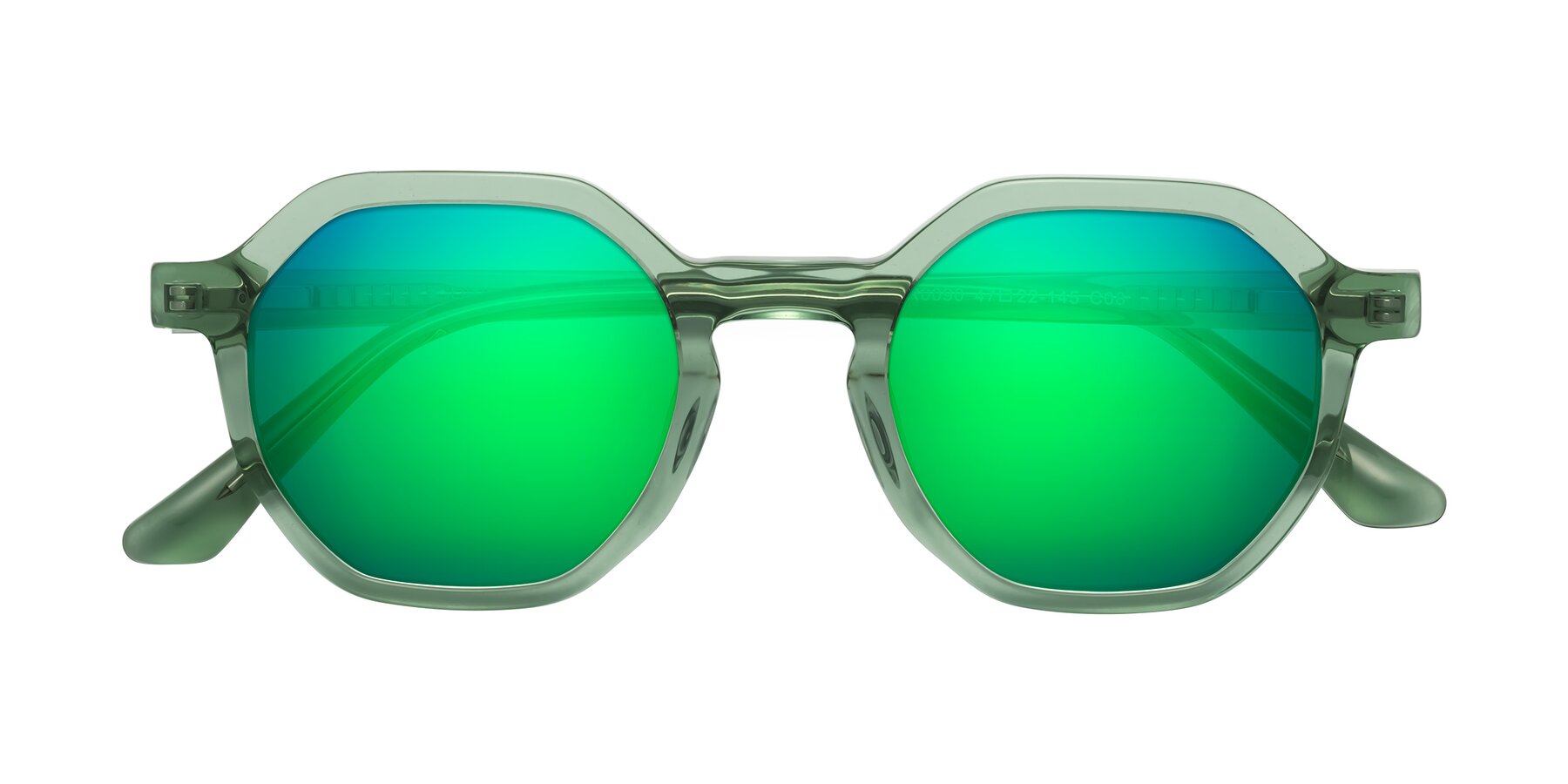 Folded Front of Lucian in Light Green with Green Mirrored Lenses