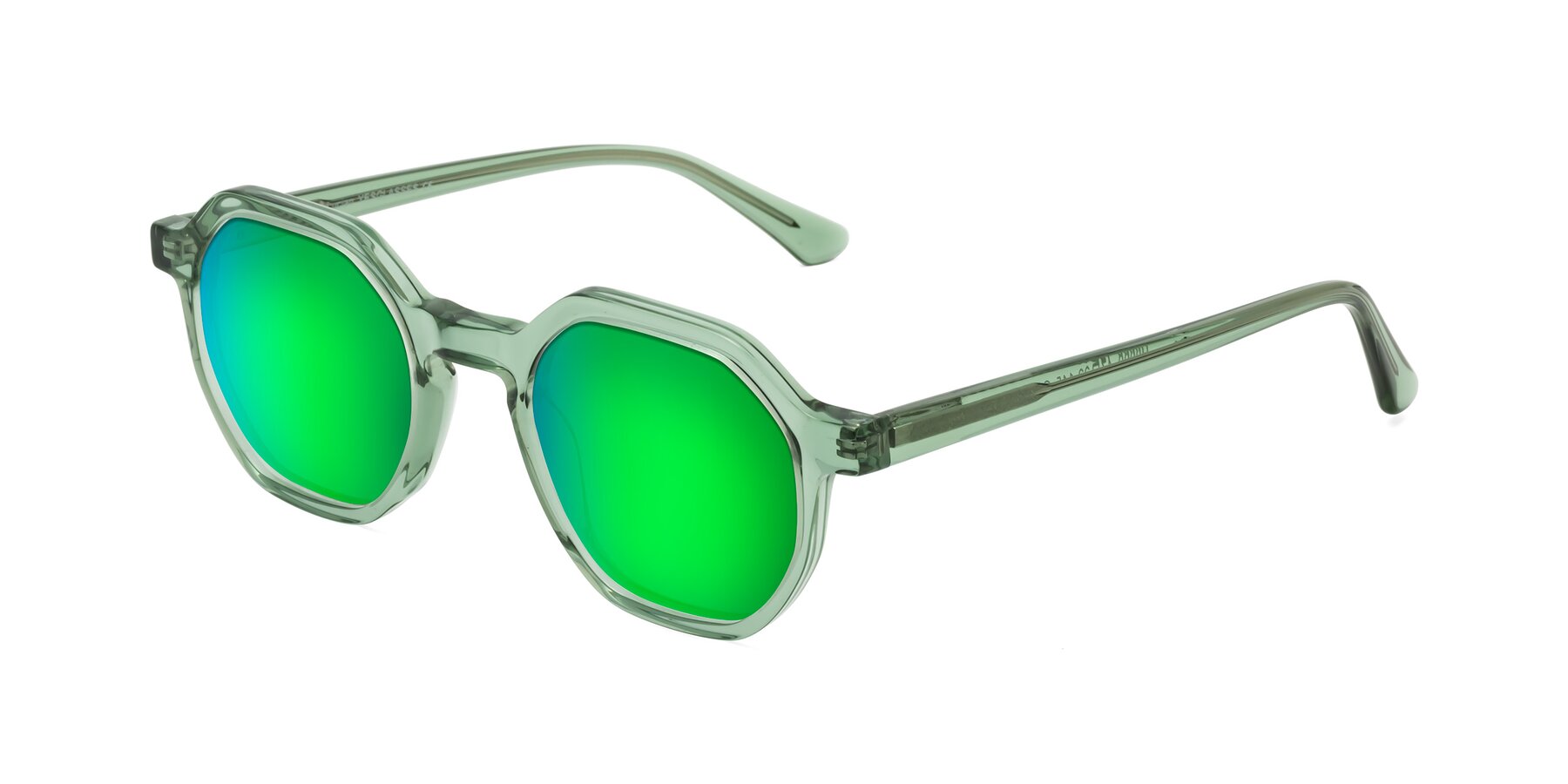 Angle of Lucian in Light Green with Green Mirrored Lenses