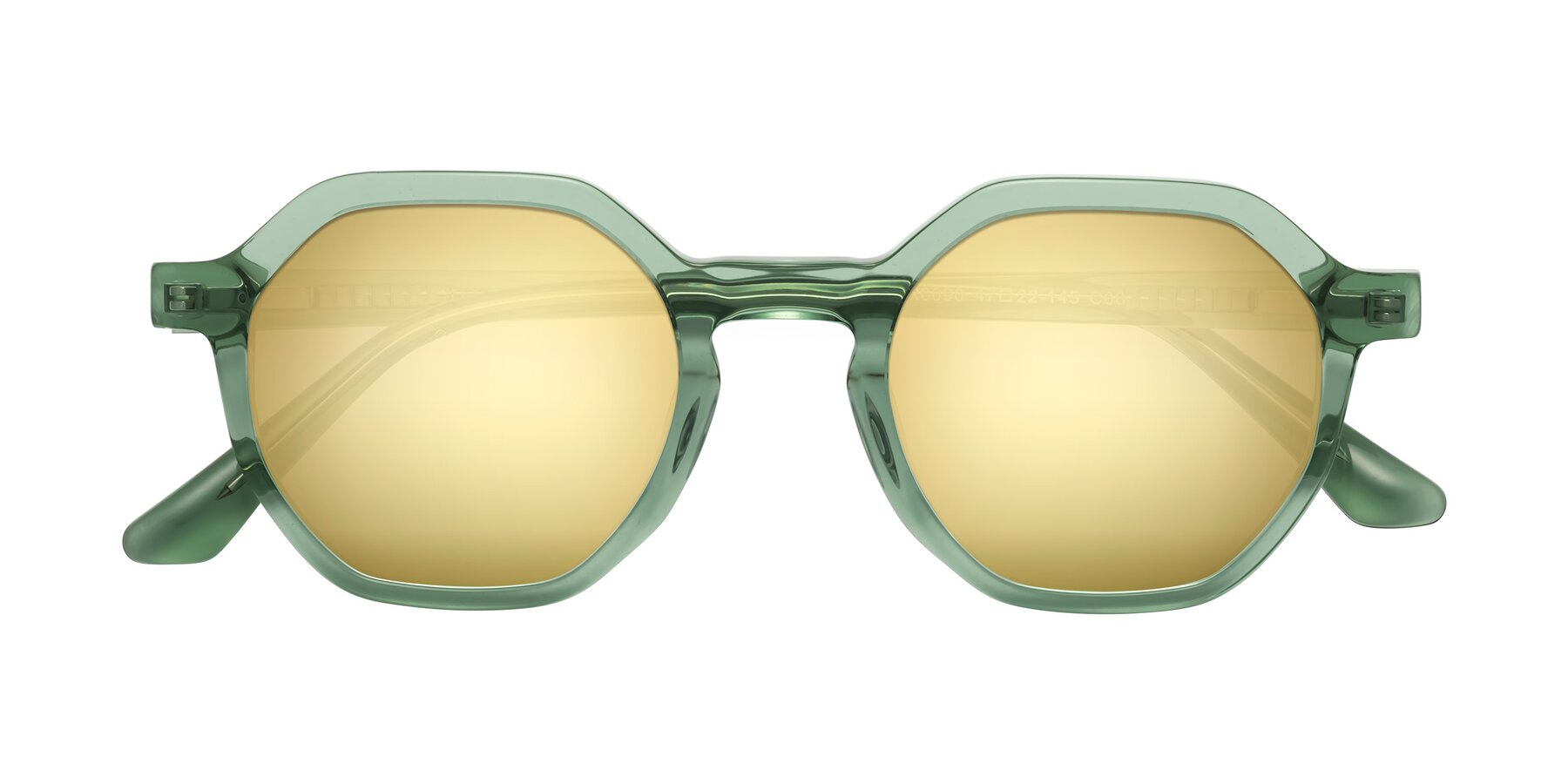 Folded Front of Lucian in Light Green with Gold Mirrored Lenses