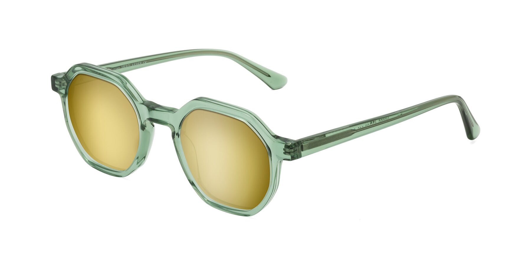 Angle of Lucian in Light Green with Gold Mirrored Lenses