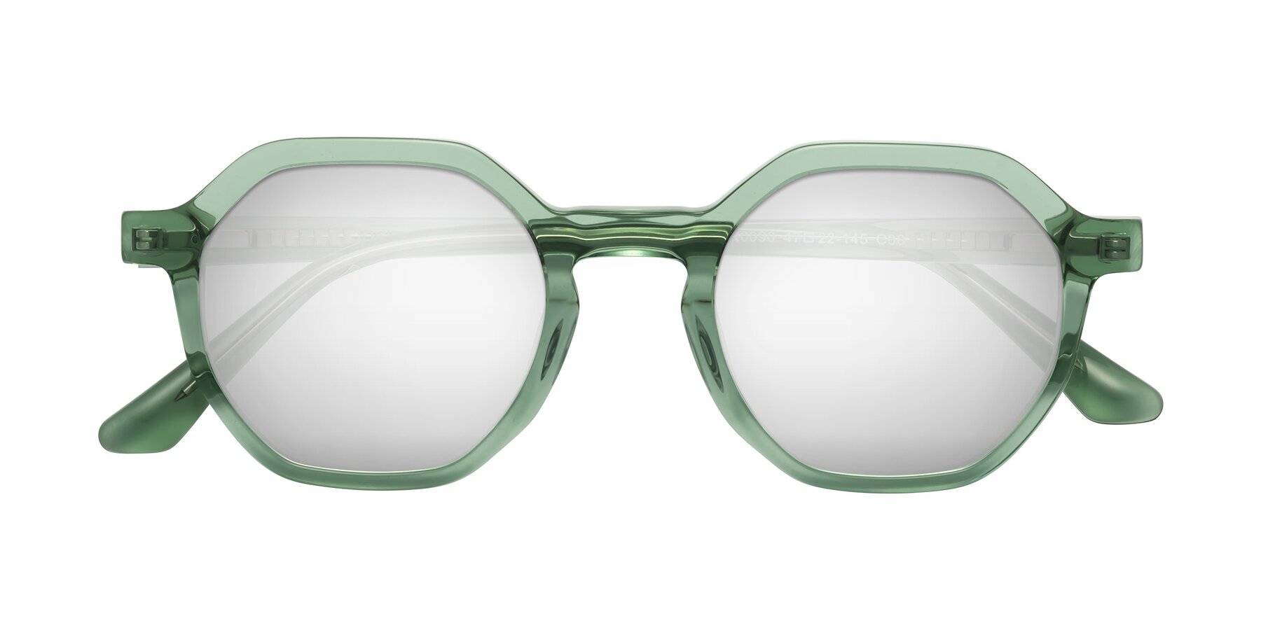 Folded Front of Lucian in Light Green with Silver Mirrored Lenses