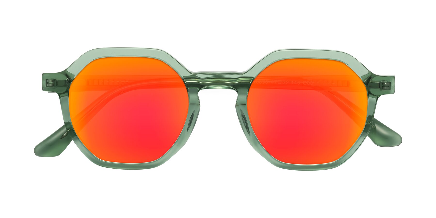 Folded Front of Lucian in Light Green with Red Gold Mirrored Lenses