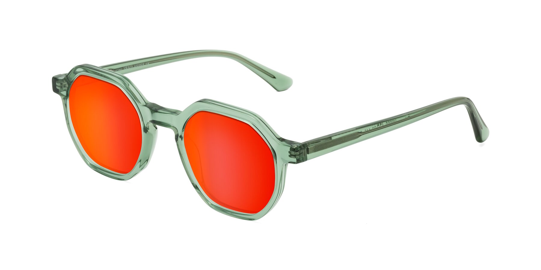 Angle of Lucian in Light Green with Red Gold Mirrored Lenses