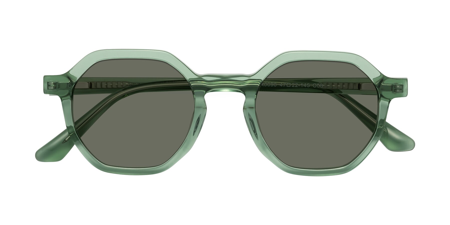 Folded Front of Lucian in Light Green with Gray Polarized Lenses