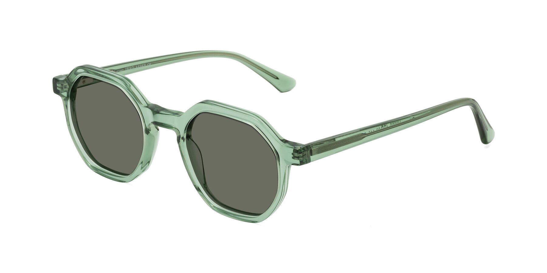 Angle of Lucian in Light Green with Gray Polarized Lenses