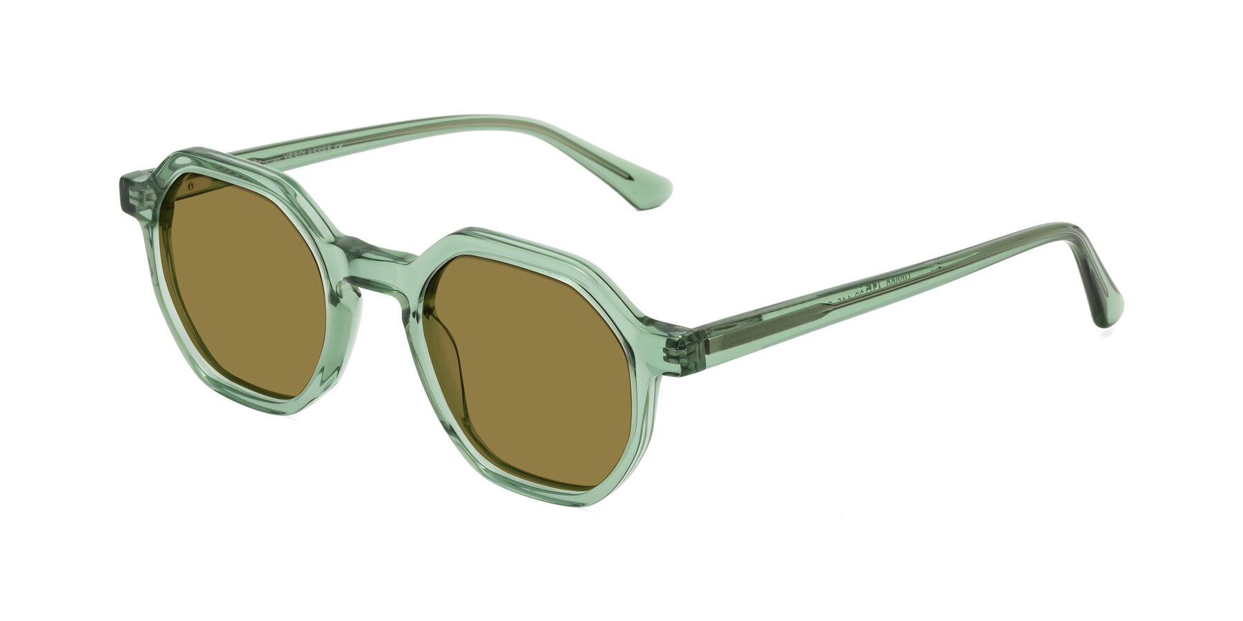 Angle of Lucian in Light Green with Brown Polarized Lenses