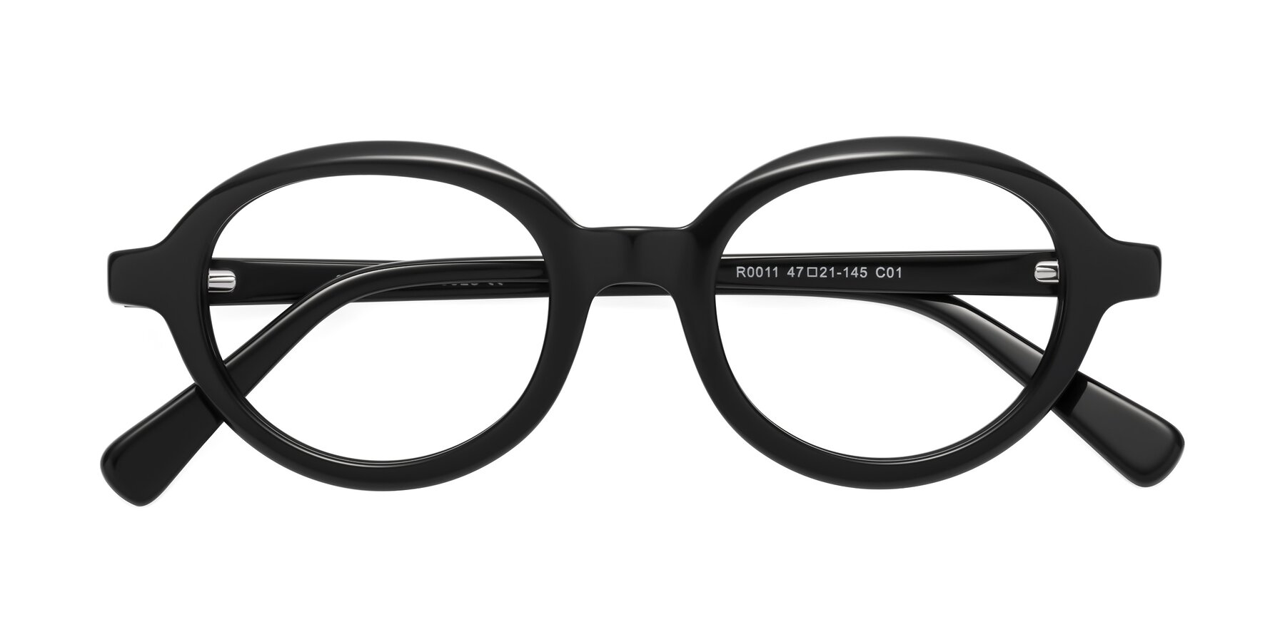 Folded Front of Seed in Black with Clear Reading Eyeglass Lenses