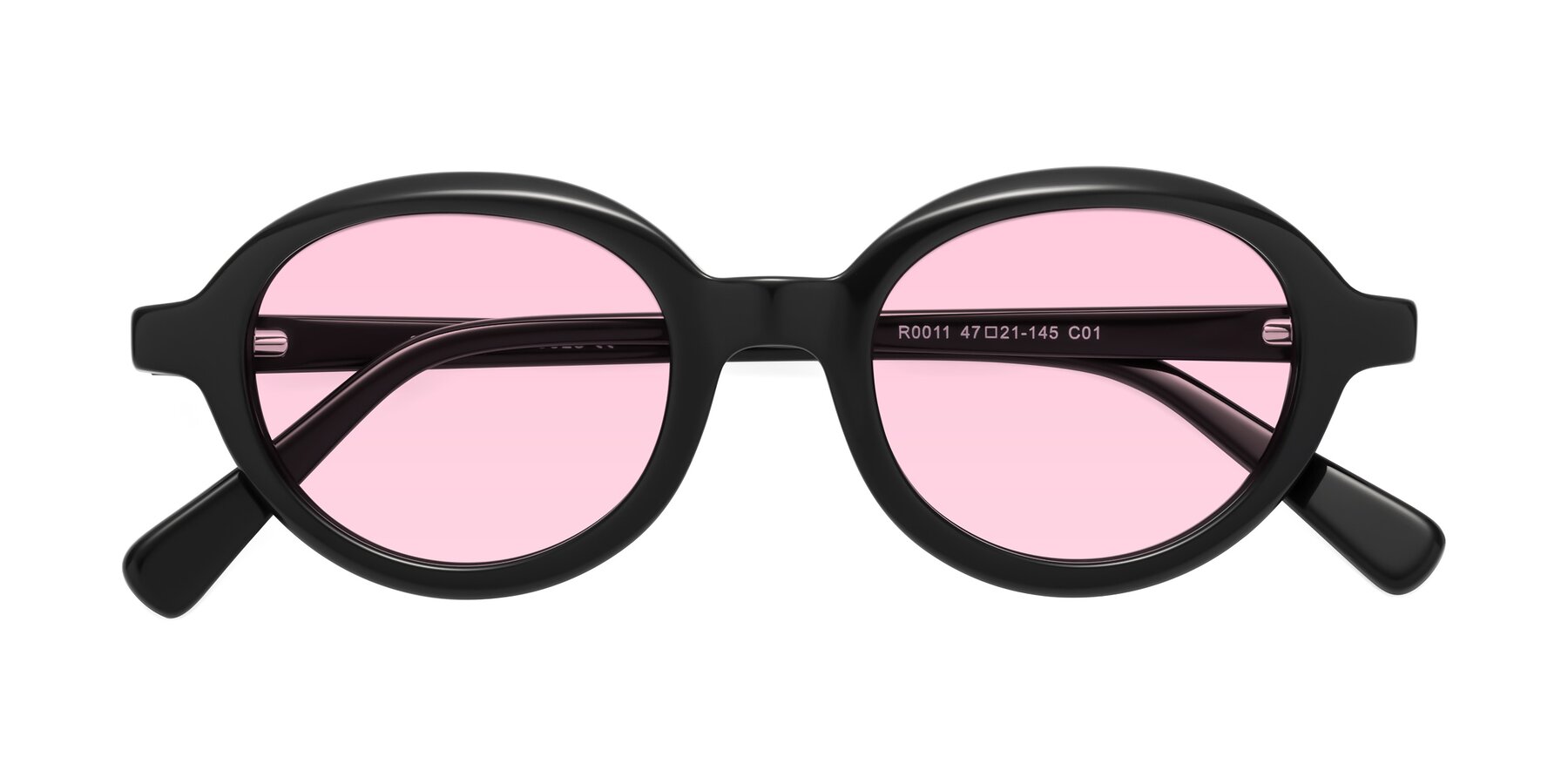 Folded Front of Seed in Black with Light Pink Tinted Lenses