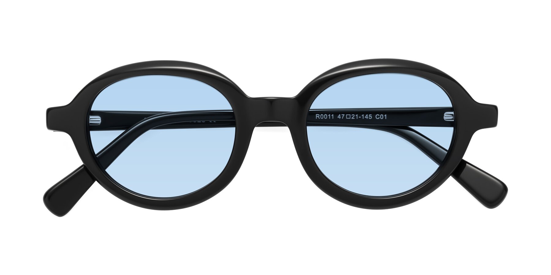 Folded Front of Seed in Black with Light Blue Tinted Lenses