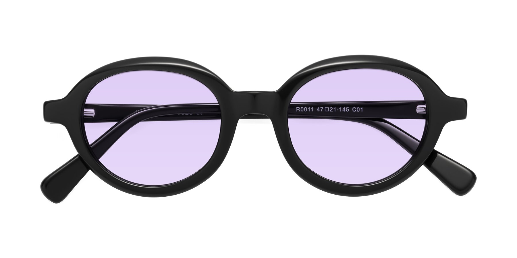 Folded Front of Seed in Black with Light Purple Tinted Lenses