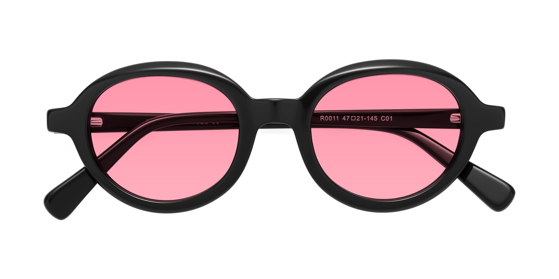 Folded Front of Seed in Black with Pink Tinted Lenses