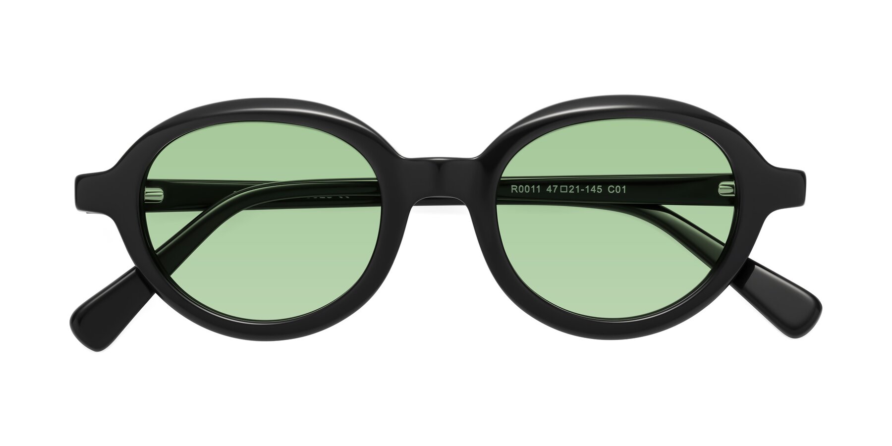 Folded Front of Seed in Black with Medium Green Tinted Lenses