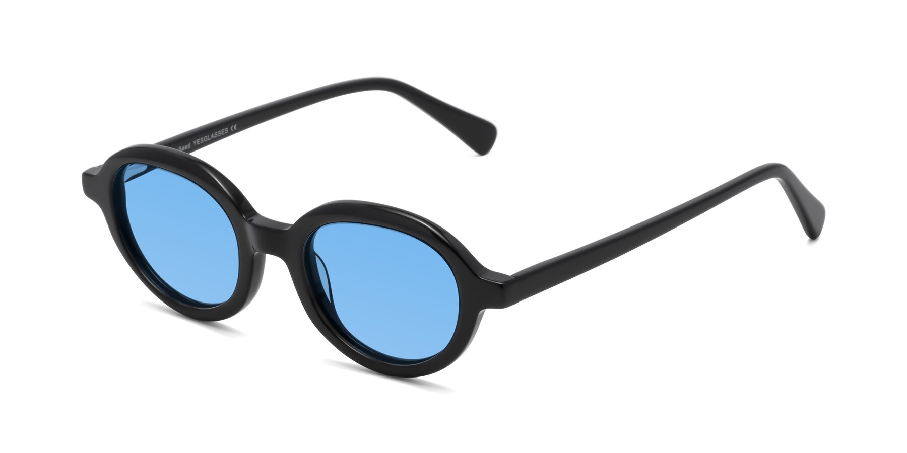 Angle of Seed in Black with Medium Blue Tinted Lenses