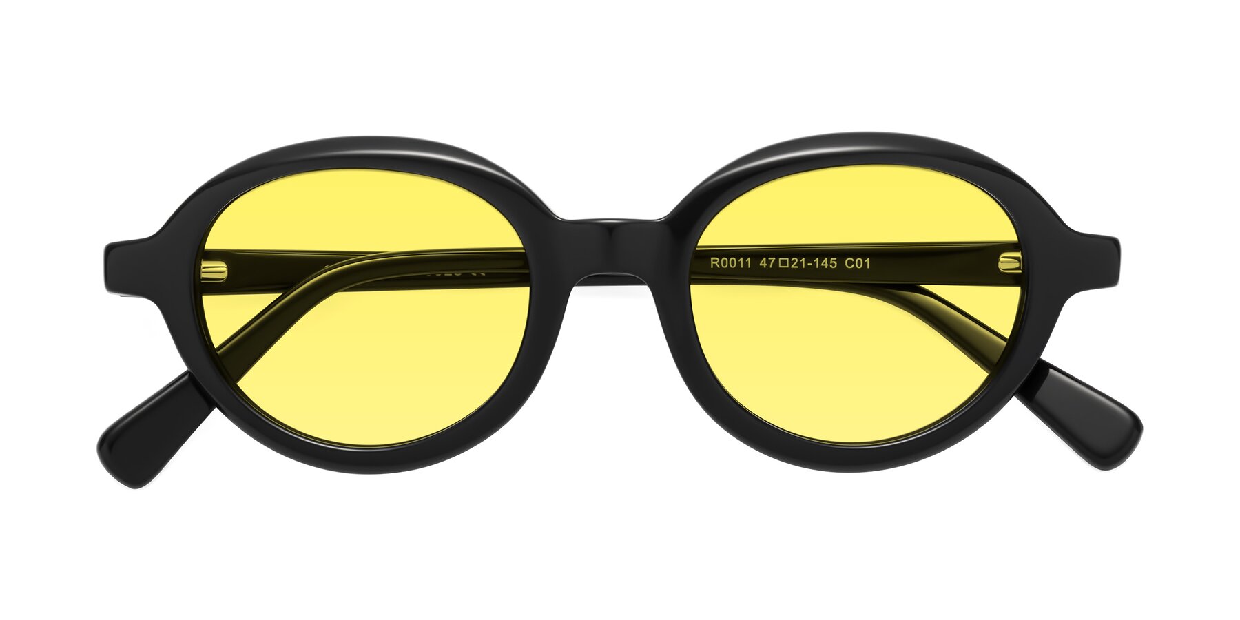 Folded Front of Seed in Black with Medium Yellow Tinted Lenses