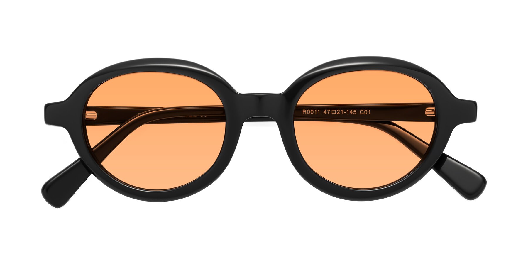 Folded Front of Seed in Black with Medium Orange Tinted Lenses