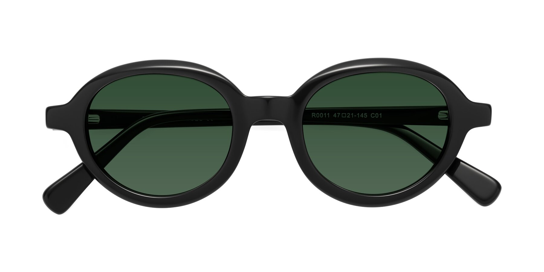 Folded Front of Seed in Black with Green Tinted Lenses