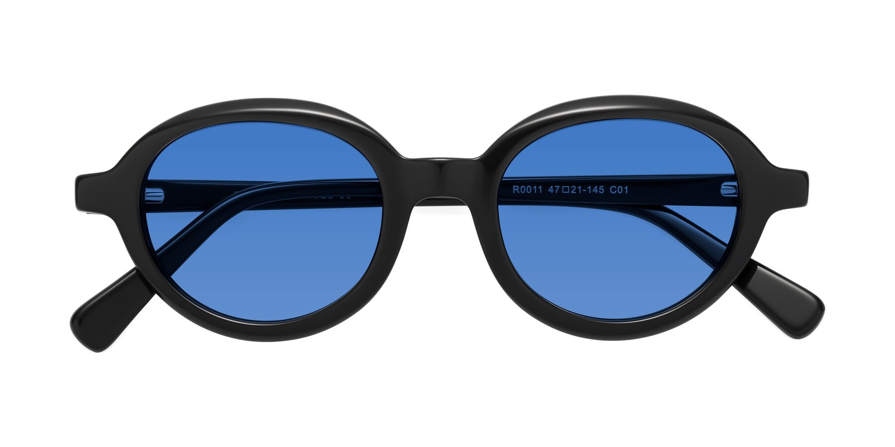 Folded Front of Seed in Black with Blue Tinted Lenses