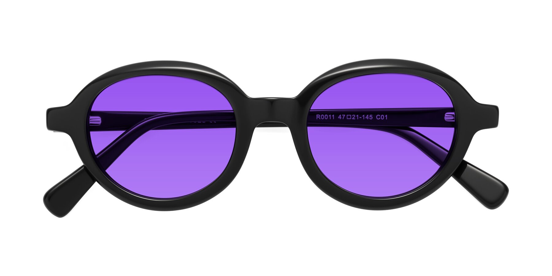 Folded Front of Seed in Black with Purple Tinted Lenses