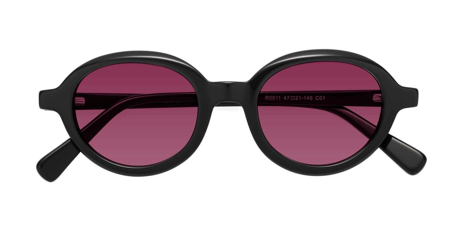 Folded Front of Seed in Black with Wine Tinted Lenses