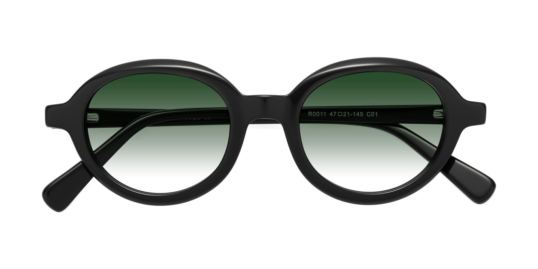 Folded Front of Seed in Black with Green Gradient Lenses