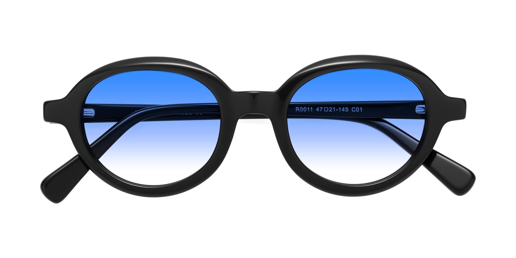 Folded Front of Seed in Black with Blue Gradient Lenses