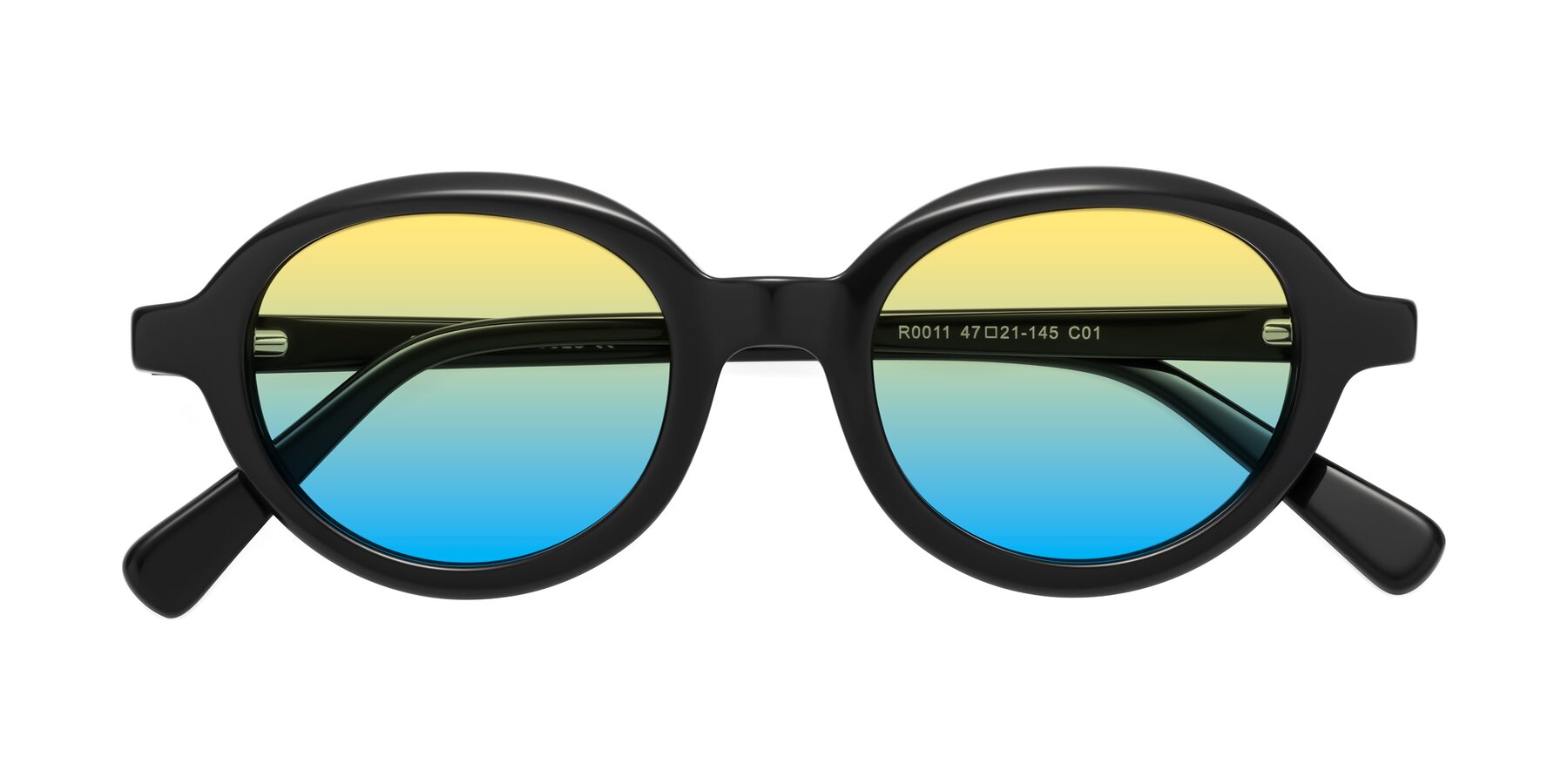 Folded Front of Seed in Black with Yellow / Blue Gradient Lenses