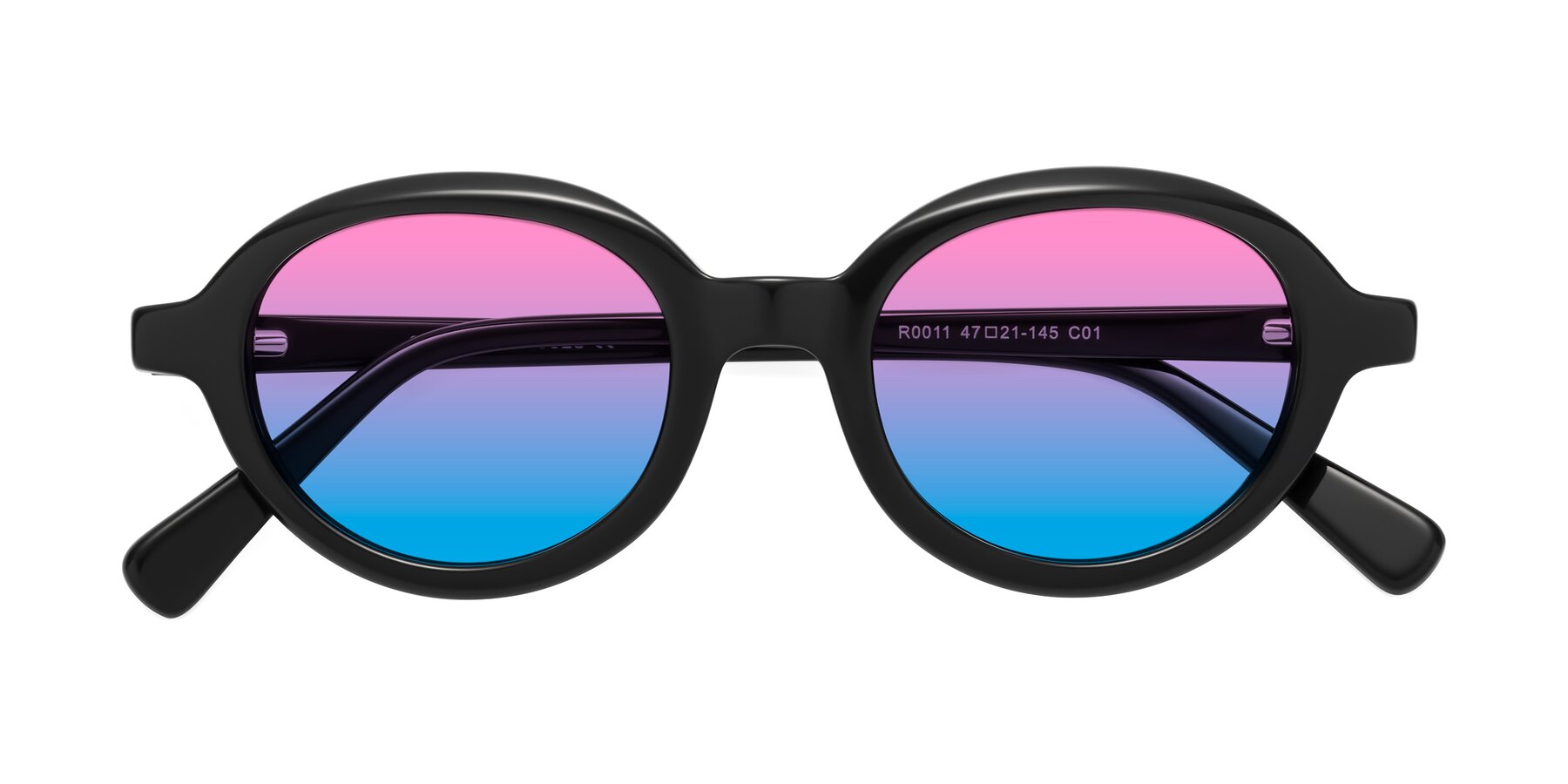 Folded Front of Seed in Black with Pink / Blue Gradient Lenses