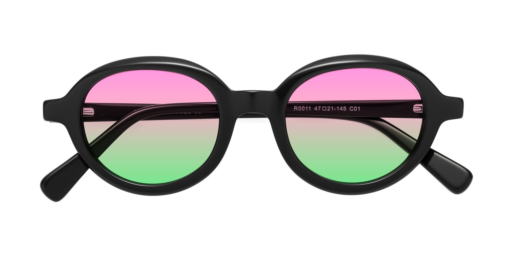 Folded Front of Seed in Black with Pink / Green Gradient Lenses